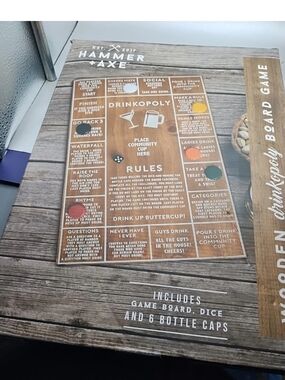 Hammer + Axe Drinkopoly Board Game - Brown Wood Print